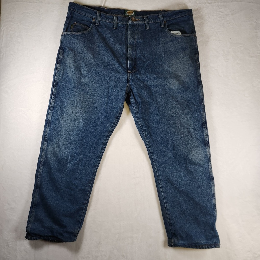 Cabelas Fleece‎ Lined Jeans Mens 44x30 Blue Denim Cold Weather Workwear Outdoors